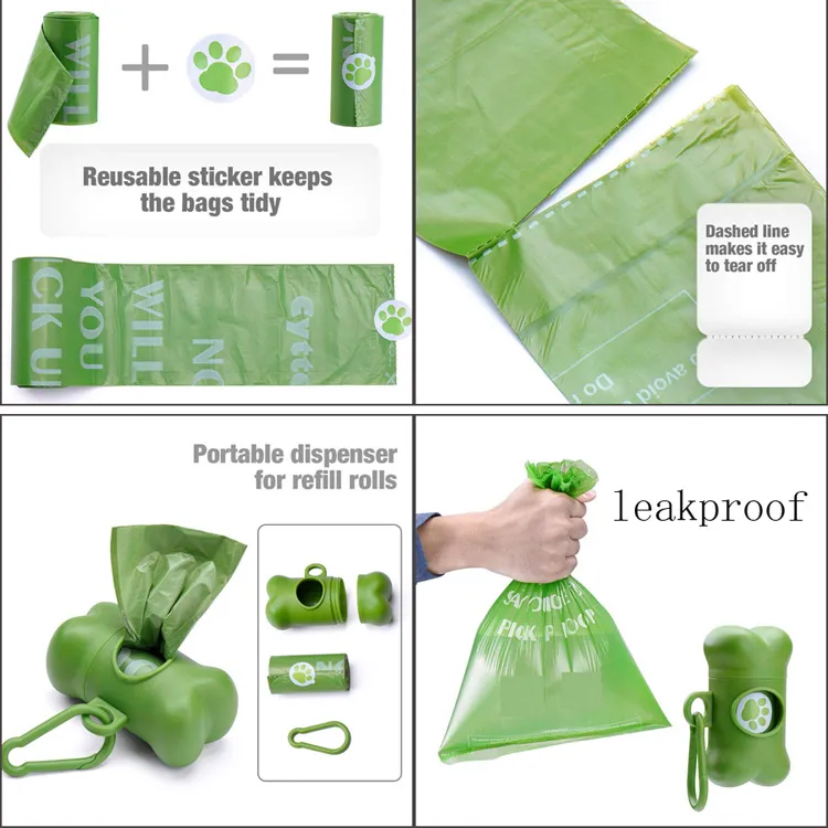 100% Biodegradable Packaging Poop Bags Cornstarch Plastic Garbage Trash Dog Poop Bags