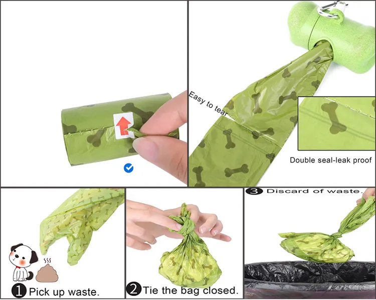 100% Biodegradable Packaging Poop Bags Cornstarch Plastic Garbage Trash Dog Poop Bags