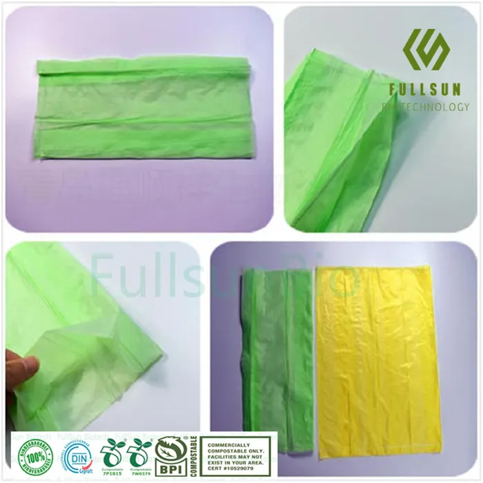 100% EU Certification Biodegradable Bioplastic Compostable Disposable Flat Roll Pack Restaurant Household Kitchen Use UK Garbage Trash Bags