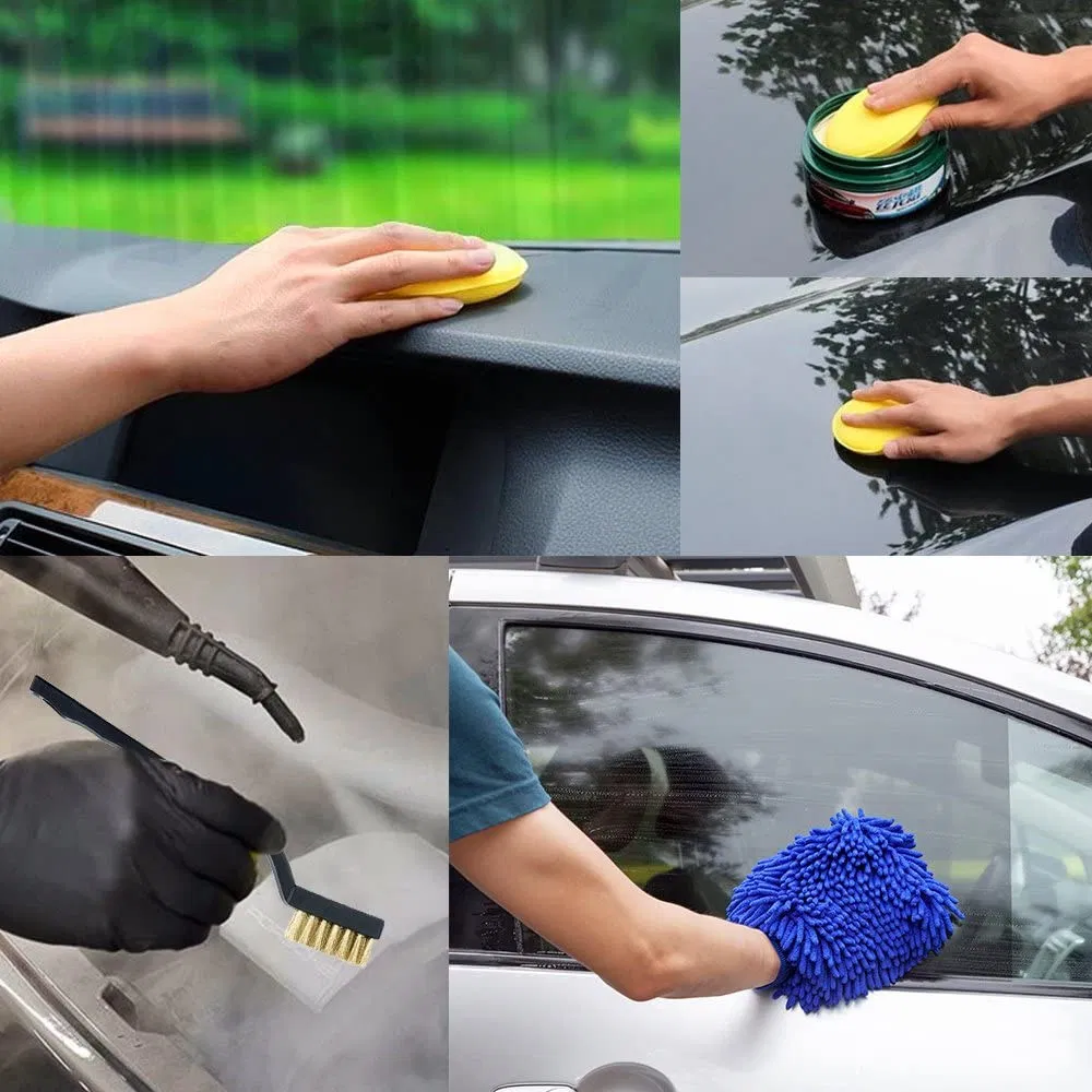 14PCS Car Wash Cloth Mitt Brush Car Cleaning Brushes with 10 Soft Boar Hair