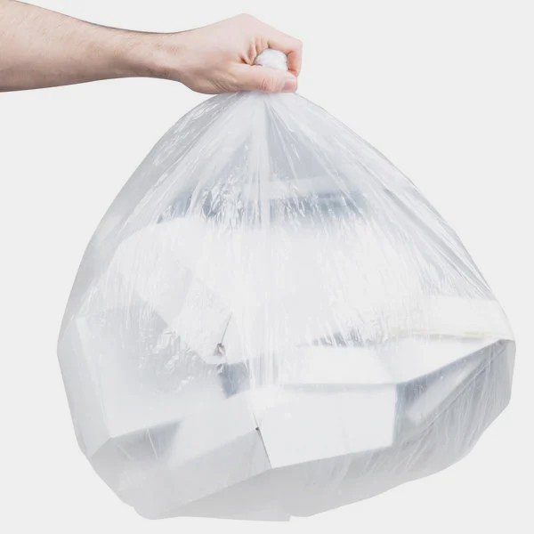 18 Gallon Grocery Bag Carrier Disposable White Plastic Trash Can Liners