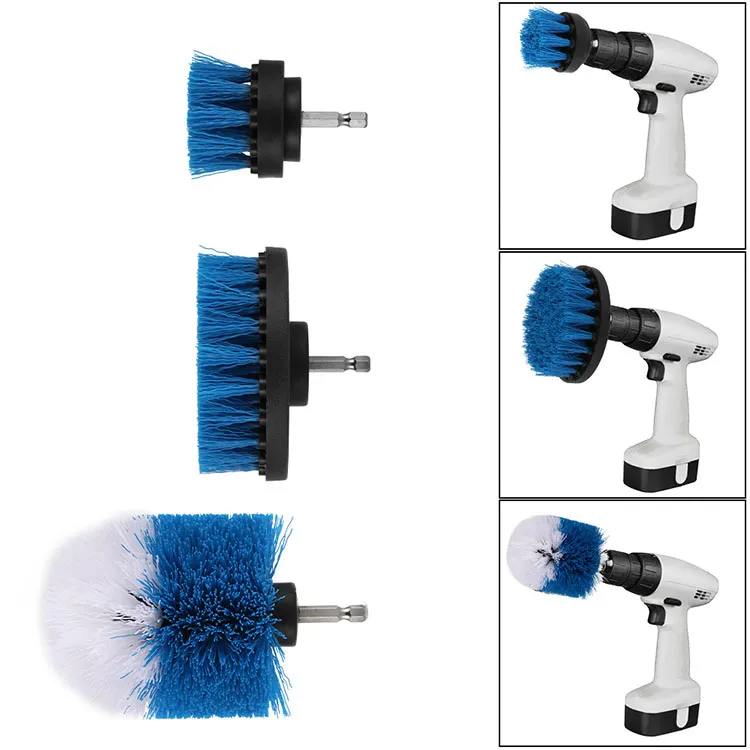 3 PCS with Extension of The Rod Drill Brush Set for Car and Floor Cleaning