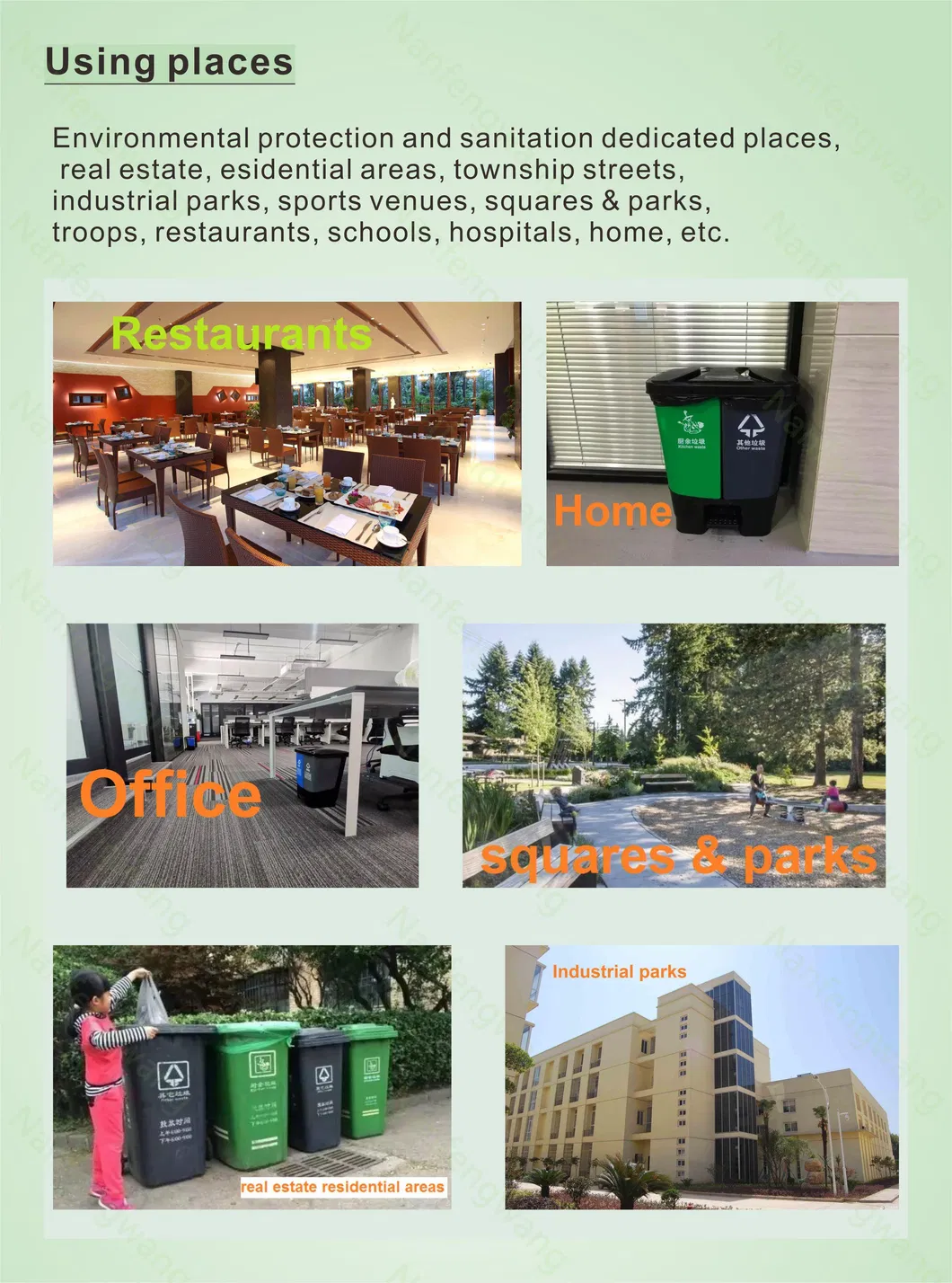 Big Plastic Recycling Trash Waste Rubbish Garbage Disposal Ash Litter Storage Dust Bin for Public Places Use Like Park Office Building Industrial Area
