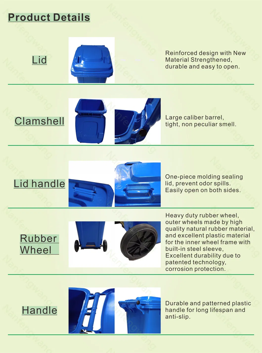 Big Plastic Recycling Trash Waste Rubbish Garbage Disposal Ash Litter Storage Dust Bin for Public Places Use Like Park Office Building Industrial Area