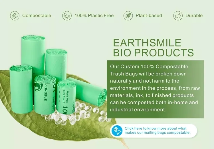 Biodegradable Compostable Cornstarch Trash Bags Use for Kitchen Heavy Duty Garbage Bags