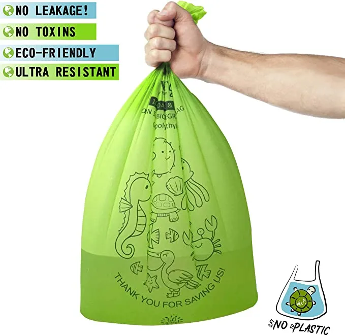 Biodegradable Dog Poop Bags Compostable Dog Waste Bags, Unscented, Vegetable-Based & Eco-Friendly, Premium Thickness & Leak Proof, Easy Detach & Open, Support