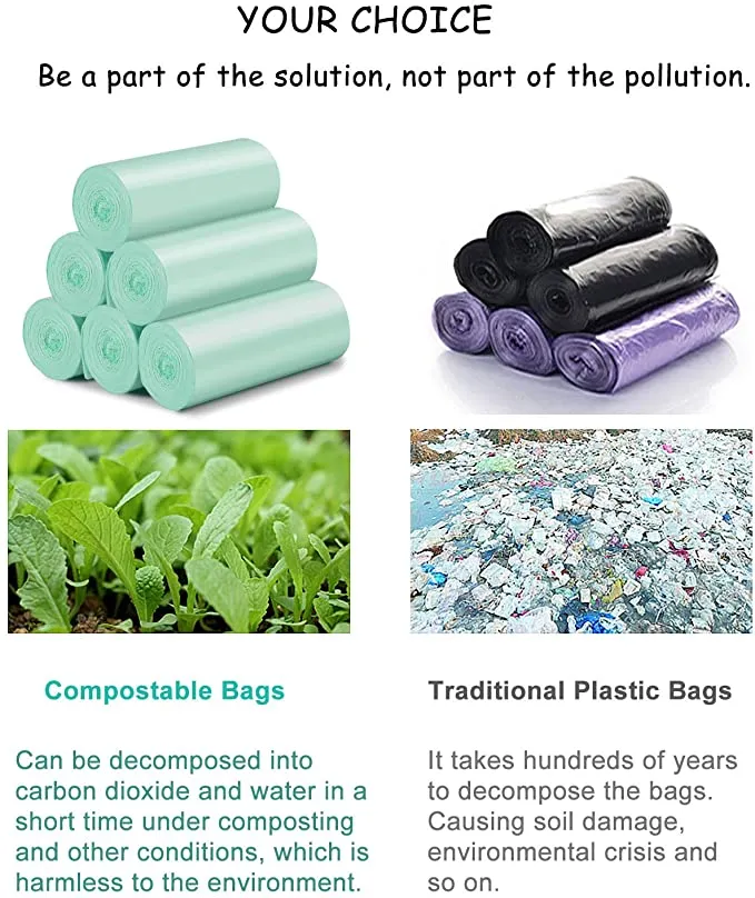 Biodegradable Dog Poop Bags Compostable Dog Waste Bags, Unscented, Vegetable-Based & Eco-Friendly, Premium Thickness & Leak Proof, Easy Detach & Open, Support