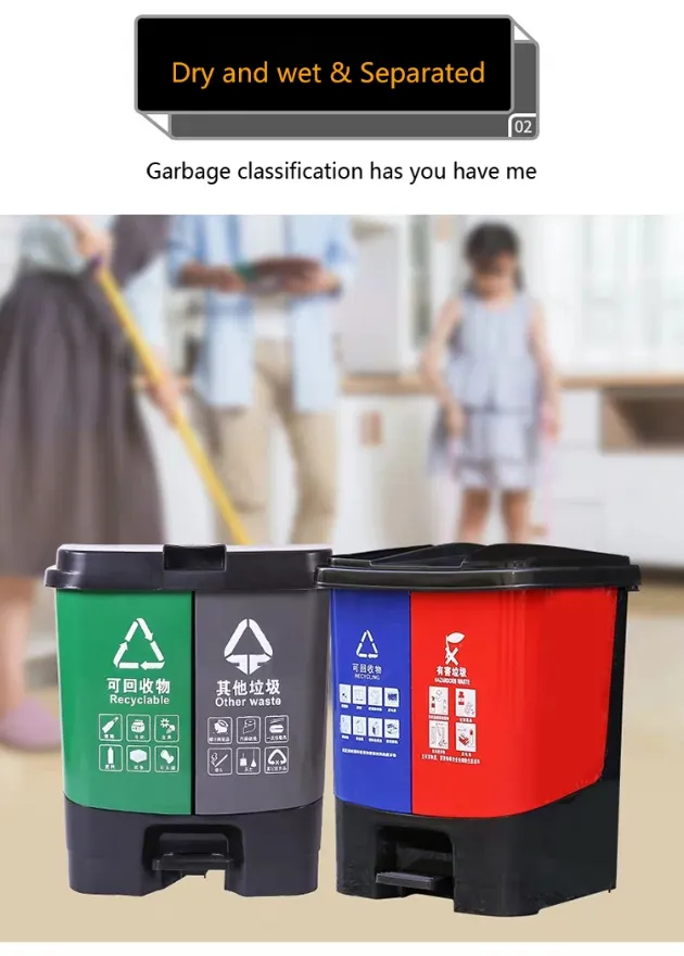 Custom 20L 30L 60L Double Foot Pedal Plastic Rubbish Waste Bin