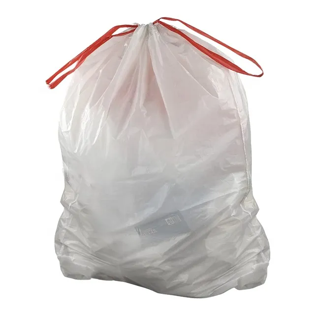 Disposable Drawstring Garbage Bag Plastic Colorful Trash Cheap Kitchen Compostable Garbage Bag on Roll 15PCS/Pack