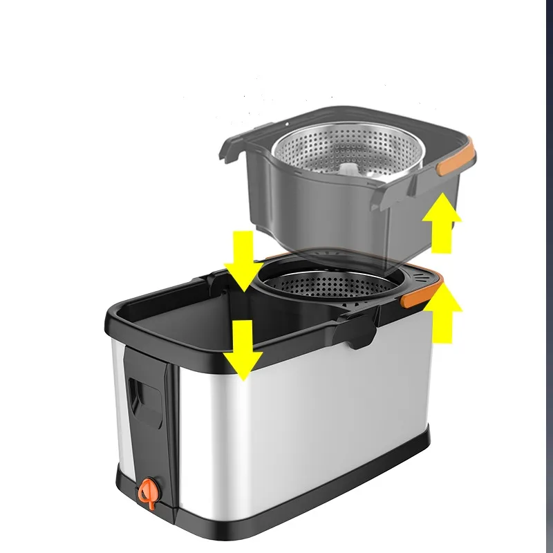 Dual-Drive Hand-Washing Thickened Belt Wheel, Labor-Saving and Water-Saving Stainless Steel Rotating Mop Bucket Set