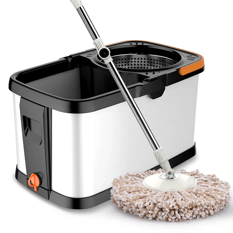 Dual-Drive Hand-Washing Thickened Belt Wheel, Labor-Saving and Water-Saving Stainless Steel Rotating Mop Bucket Set