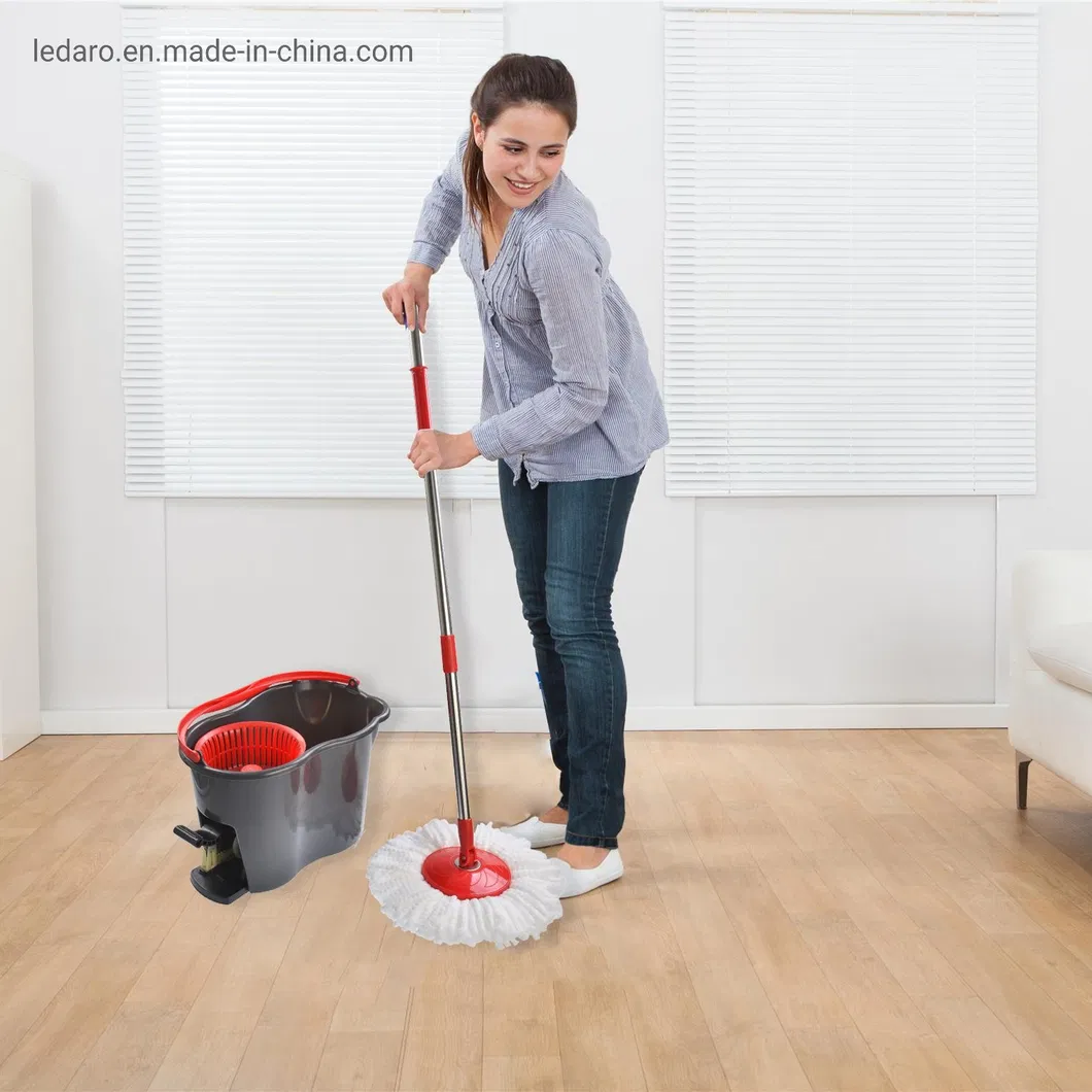 Easy Life Hand Press 360 Rotating Microfiber Spin Mop Bucket System Detachable Spinning Basket Easy Wring Magic Mop with Bucket