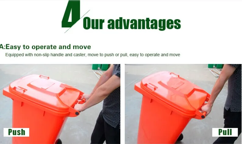 HDPE Plastic Wheeled Dustbin (240L) Poubelle En Plastique Garbage Can