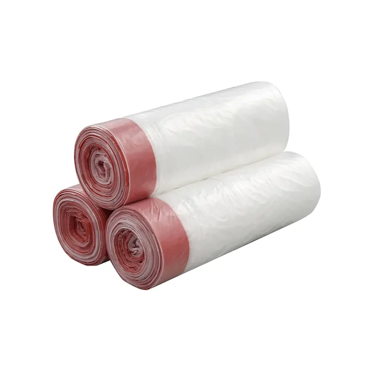 HDPE Polythene Garbage Bag White Drawstring Trash Bags on Roll