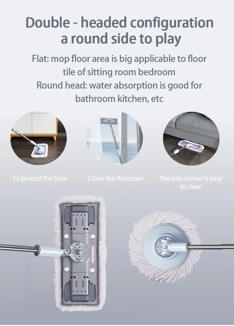 Homettler New Microfiber 360 Spin Wash Flat Mop Bucket for Floor Cleaning Magic Mop