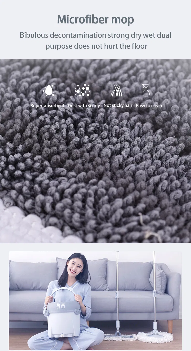 Homettler New Microfiber 360 Spin Wash Flat Mop Bucket for Floor Cleaning Magic Mop