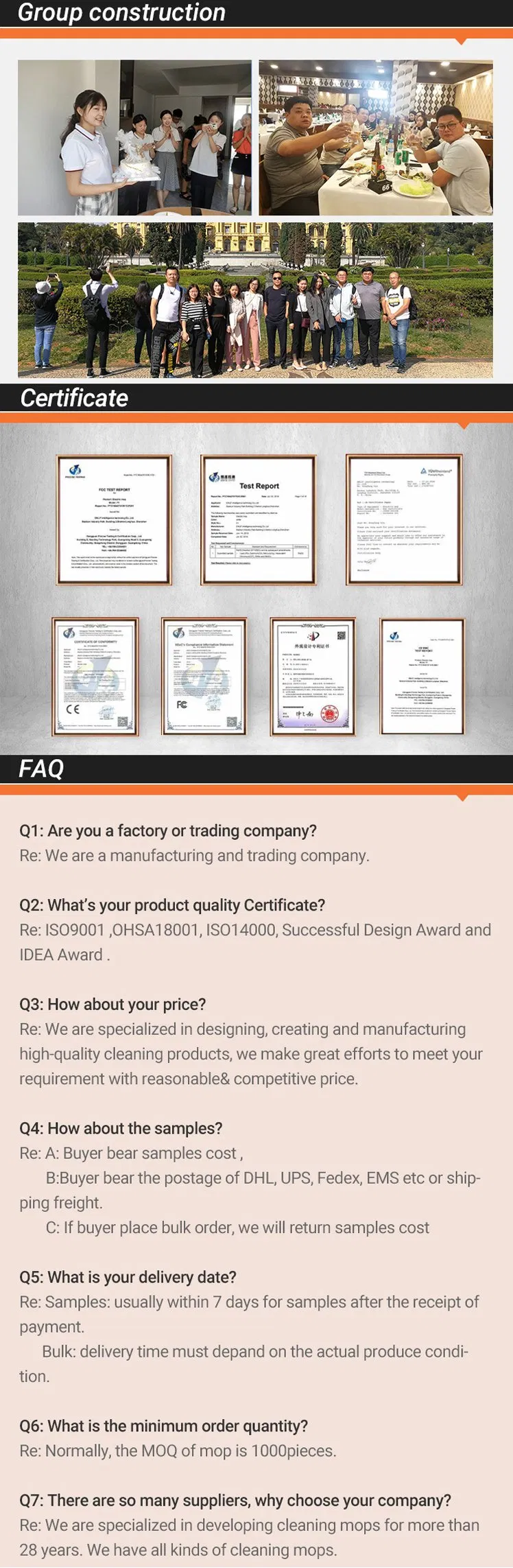 Household Three Parts Pole Clever Floor Cleaning Elf Mop Microfiber Lazy Flat Magic Spray Mop