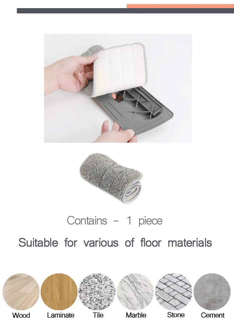 Household Three Parts Pole Clever Floor Cleaning Elf Mop Microfiber Lazy Flat Magic Spray Mop