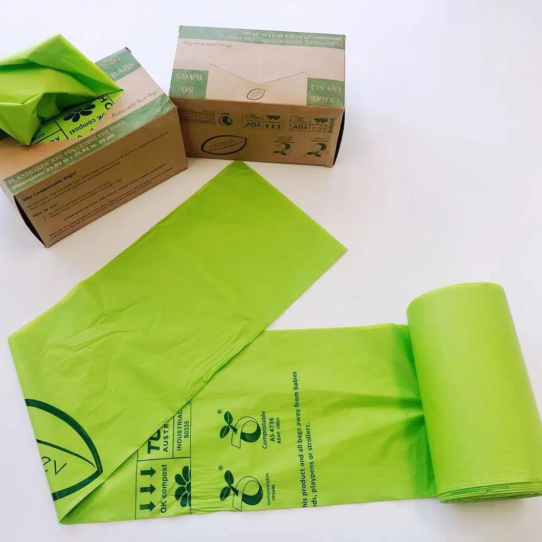 Manufacturer Custom 100% Biodegradable Garbage Bags, Compostable Plastic Bags
