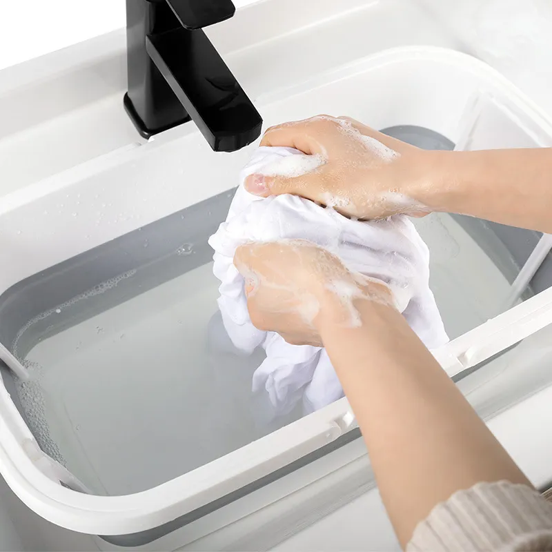 Mop Bucket Rectangular Household Compression Folding Big Bucket Portable Plastic Thickened Mop Bucket Mopping The Floor Squeeze Bucket