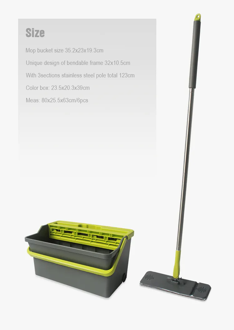 New Design Too Easy Flat Mop with Squeeze Bucket for Household Cleaning
