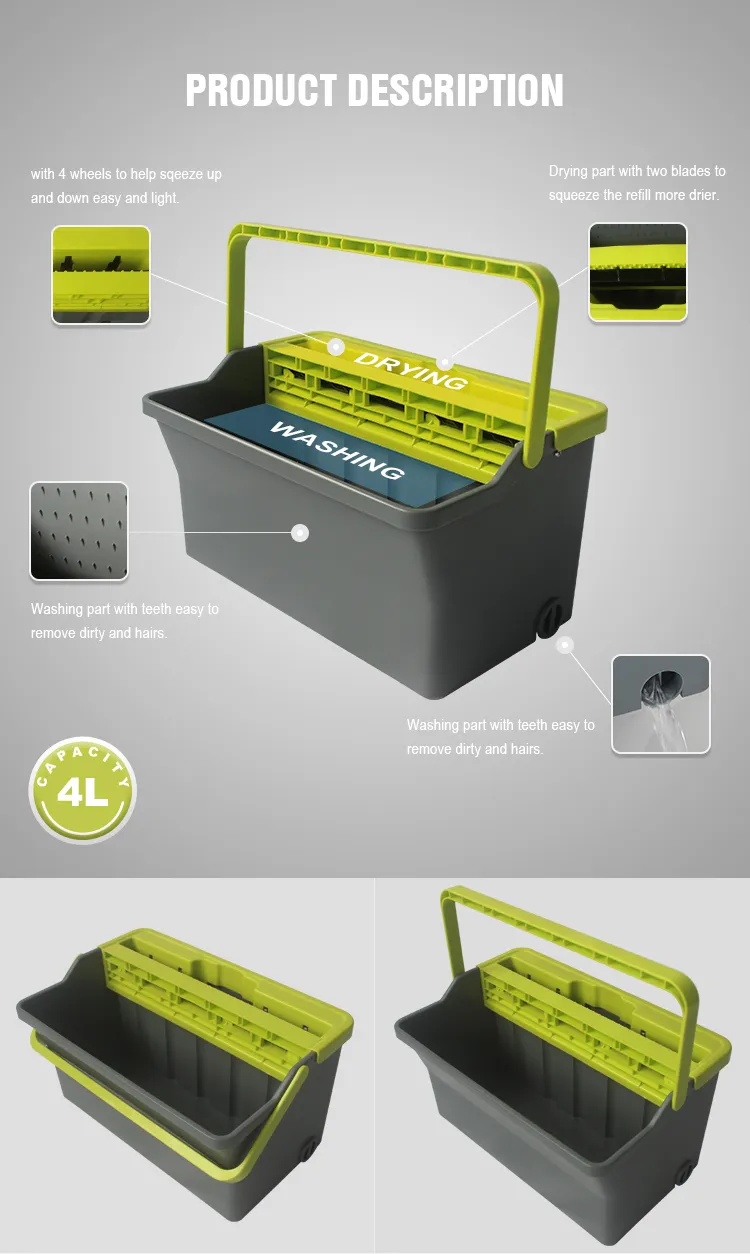 New Design Too Easy Flat Mop with Squeeze Bucket for Household Cleaning