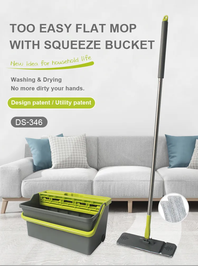 New Design Too Easy Flat Mop with Squeeze Bucket for Household Cleaning
