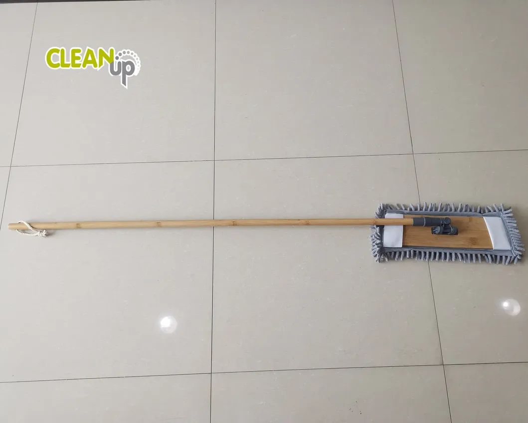 New Household Chenille Flat Floor Mop with Nature Bamboo Handle