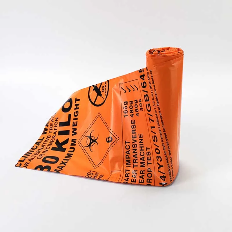 PE Plastic Yellow First Aid Medical Waste Bag, Infectious Emergency Autoclavable Biohazard Bag on Roll