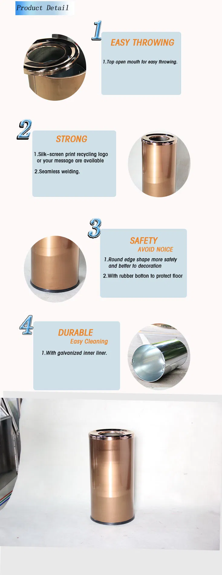 Rose Golden Waste Collection Equipment Container Color Codes Garbage Bins