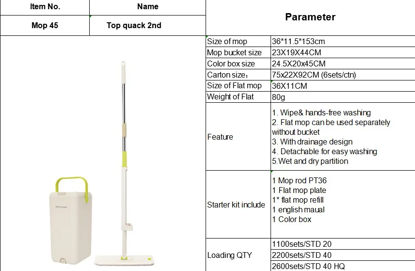 Super Absorbent and Bucket Sets Flat Mop, household Floor Cleaning Mop