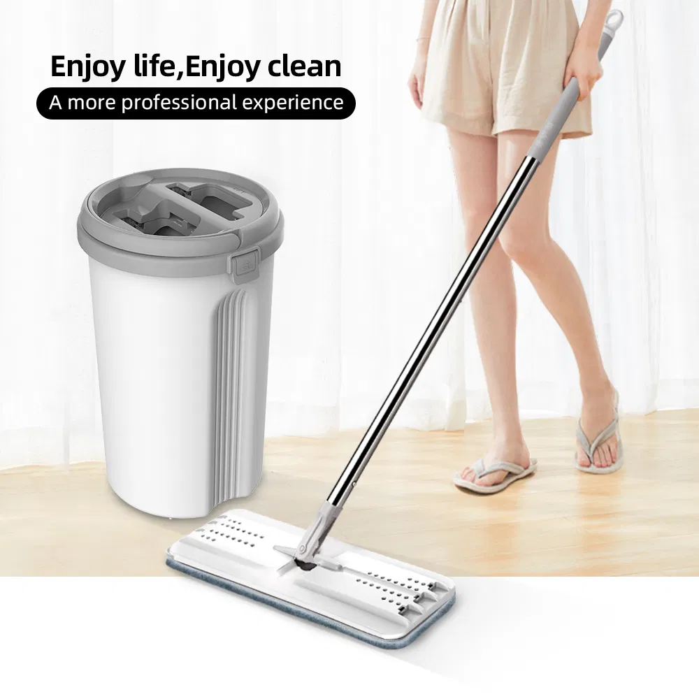Upgrade Easy Floor Cleaning Flat Self-Squeeze Mop with 2 Reusable Mop Pads for Wet and Dry