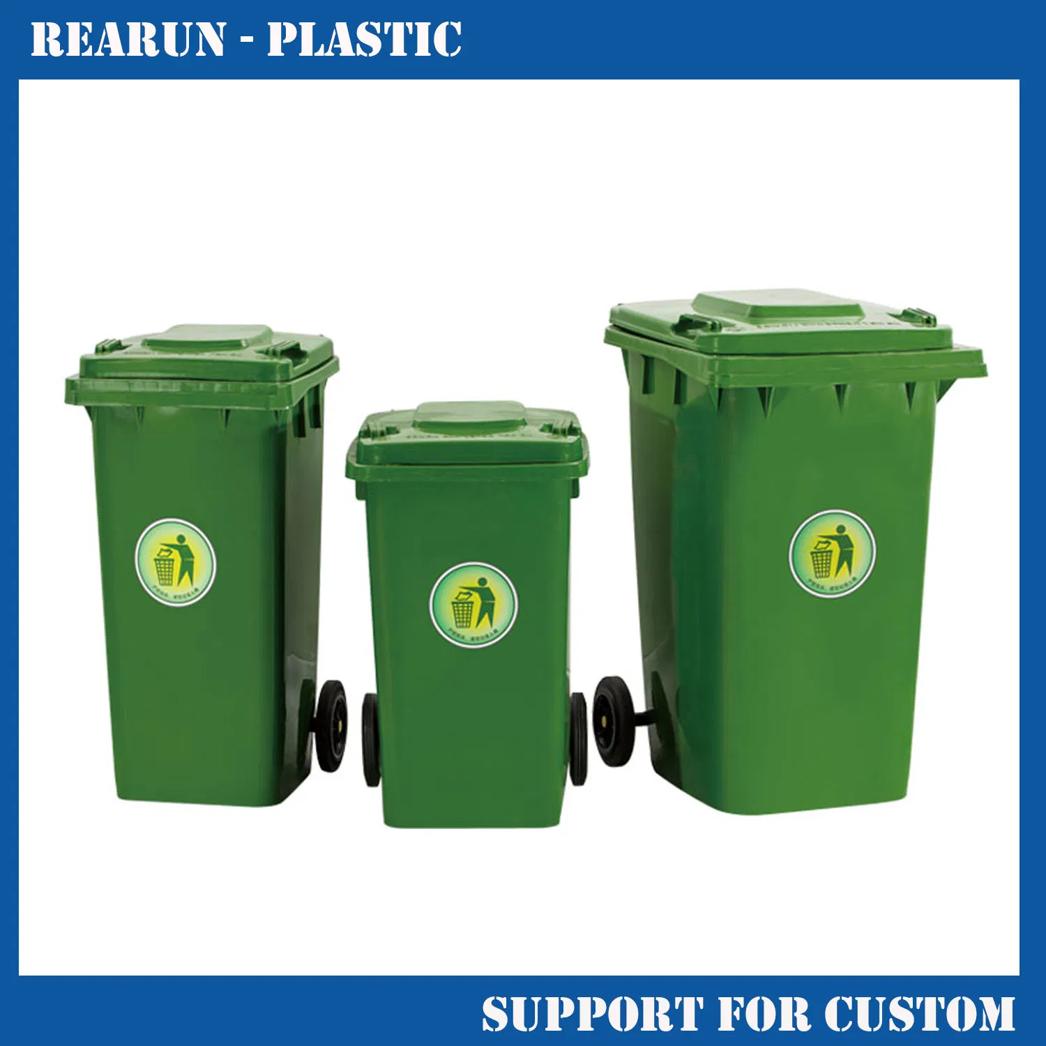 Wholesale Outdoor Public Rubbish Garbage Storage Can Green Waste Container Plastic Trash Bin